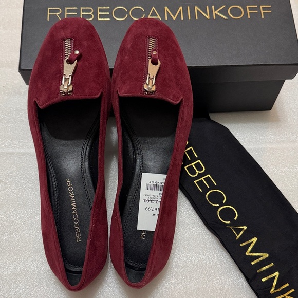 Rebecca Minkoff Maroon Suede Flats with Zipper Detail 8 NIB - Picture 4 of 10